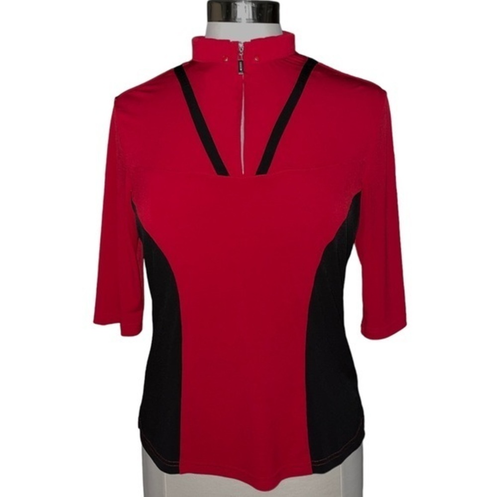 DKNY Golf Red and Black Golf top jersey womens size medium